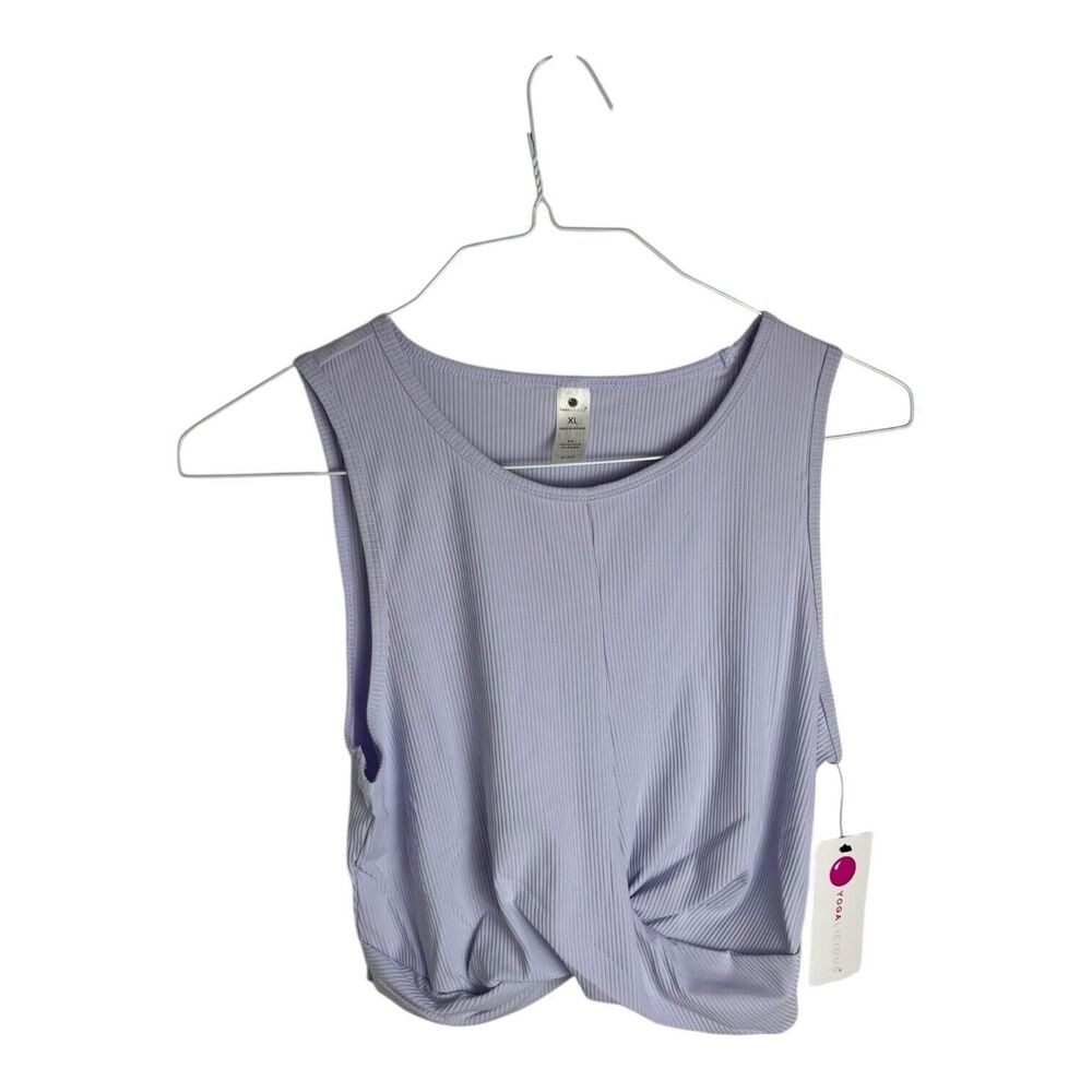 Yogalicious Women's Cropped Athletic Tank Top Front Twist Sz XL Purple